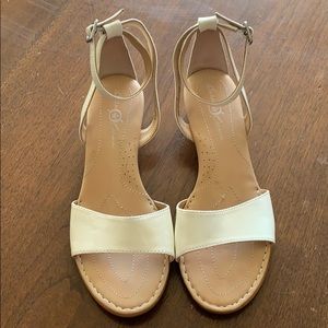 BornCrown White Leather Ankle Wrap Sandal Sz 7